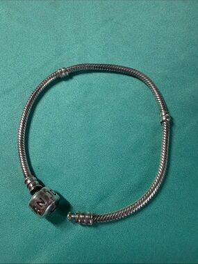 Pandora Barrel Clasp Snake Sterling Silver Chain Bracelet 7.5 IN